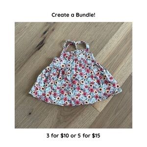 Genuine Kids Girls Blue and Pink Floral Spaghetti Strap Peasant Tank Top Sz 12M